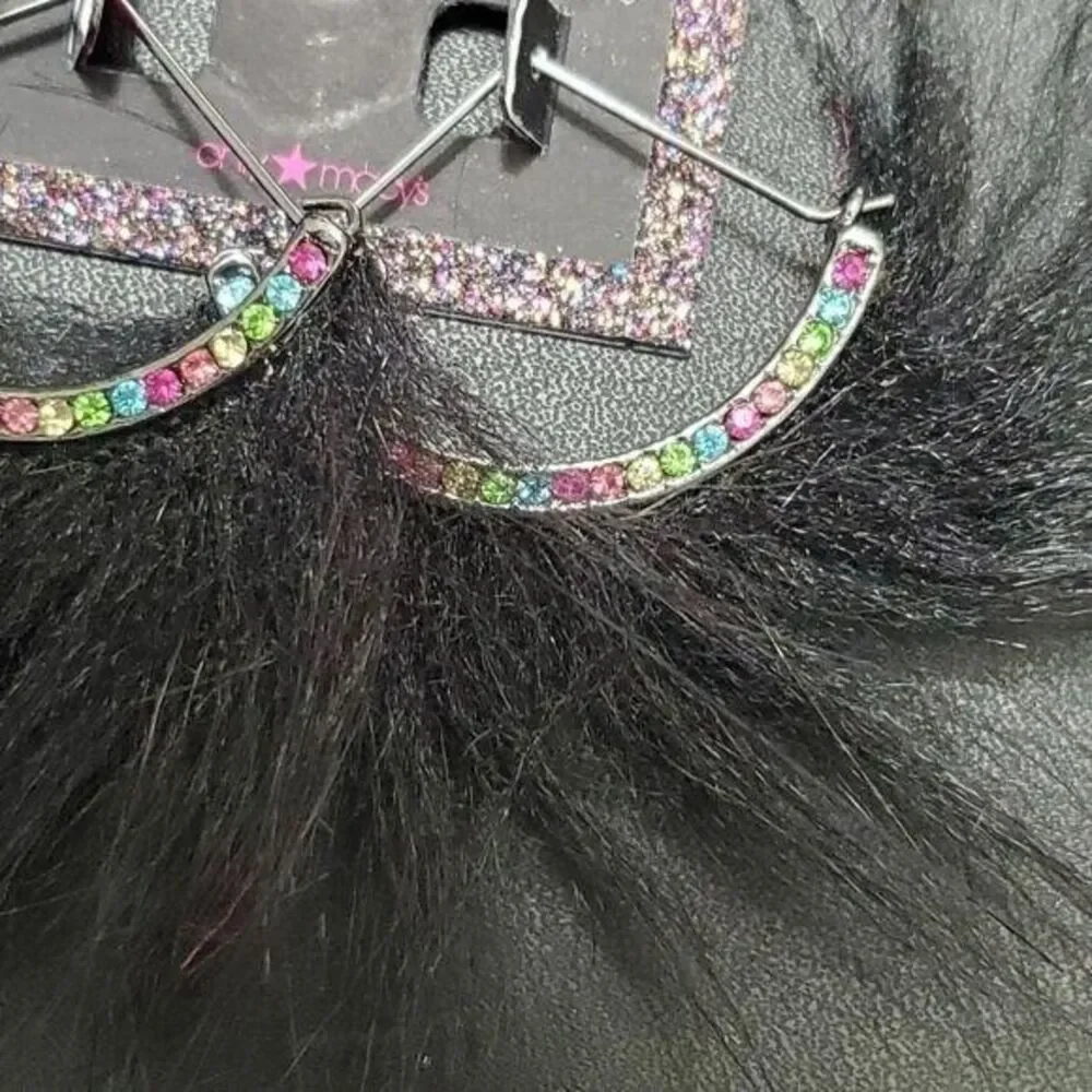 Betsey Johnson Trolls black fuzzy earrings
